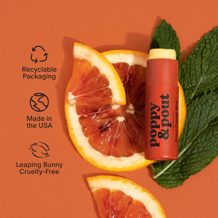 Lip Balm, Blood Orange Mint Lip Balm Poppy & Pout- Tilden Co.