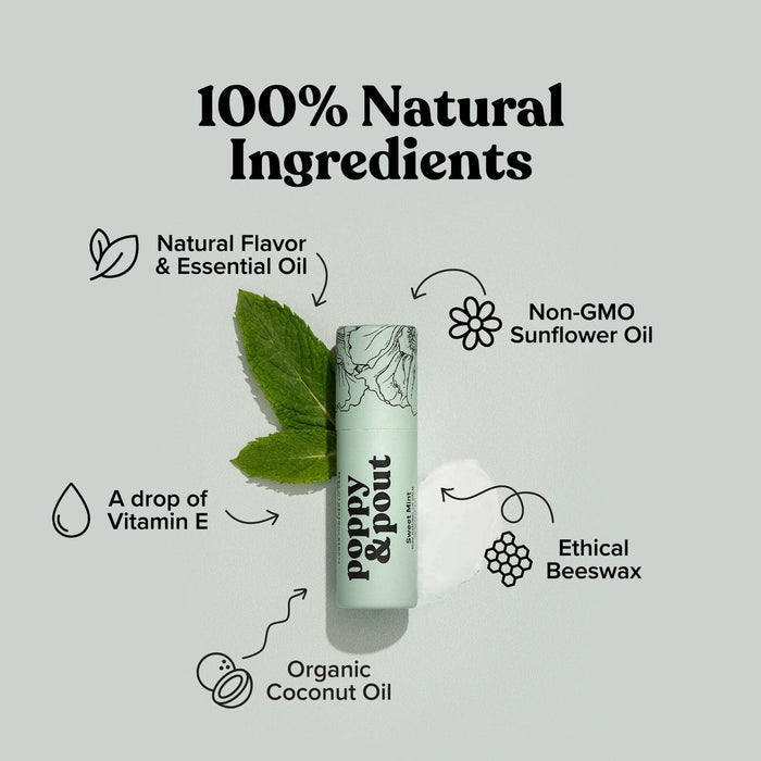 Lip Balm, Sweet Mint Lip Balm Poppy & Pout- Tilden Co.