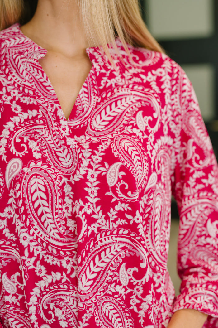 Lizzy Top in Pink Paisley Womens Ave Shops- Tilden Co.