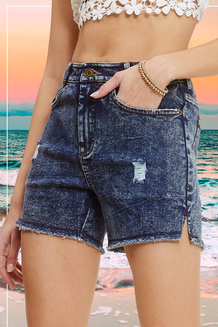Lola Cotton Stretch Shorts Mid Denim / XS Mid Denim XS Shorts La Miel- Tilden Co.