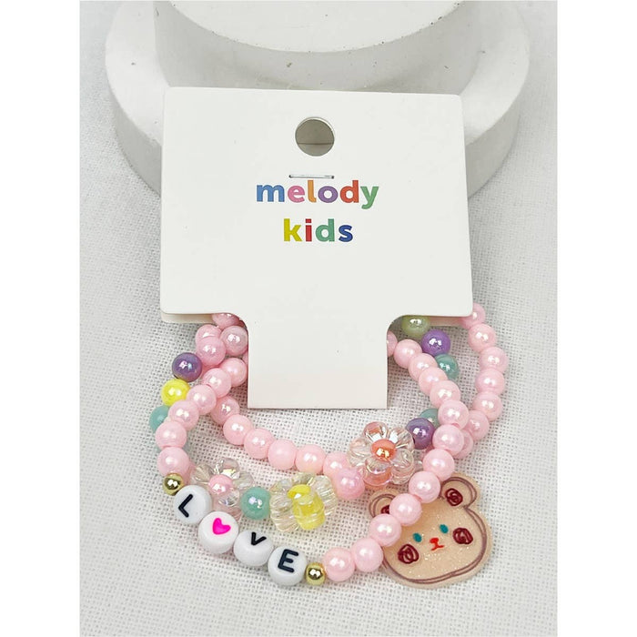 Love and Bear Theme Kids Layering Bracelet Set Love and Repeat- Tilden Co.