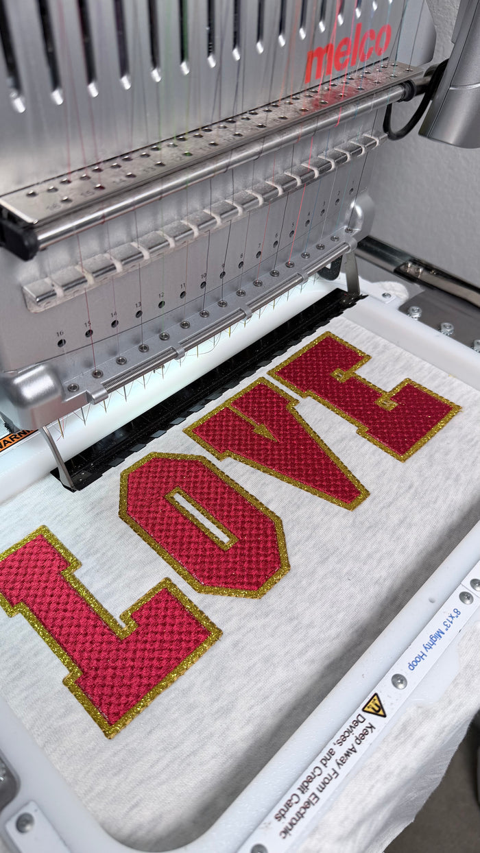 Love Applique + Fill Stitch Embroidery Design