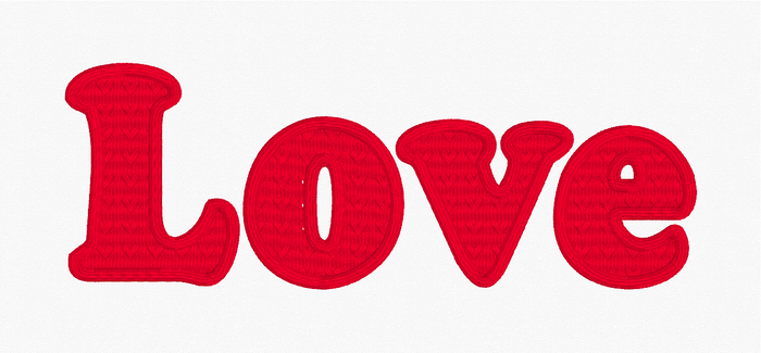 Love Embossed Hearts Fill Stitch Embroidery Design