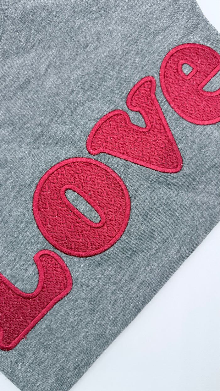 Love Embossed Hearts Fill Stitch Embroidery Design