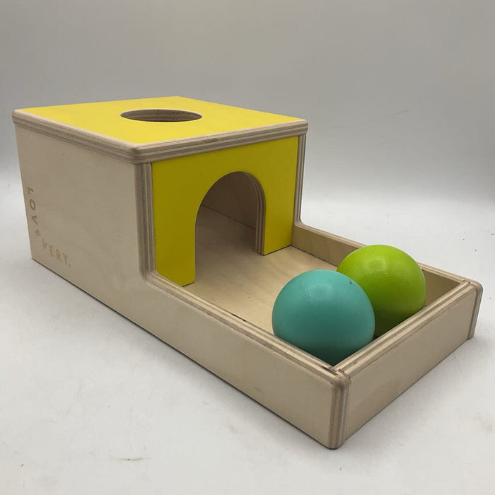 Lovevery Yellow Wooden Ball Drop Box