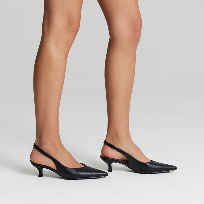 Lush Slingback Kitten Heels - Black