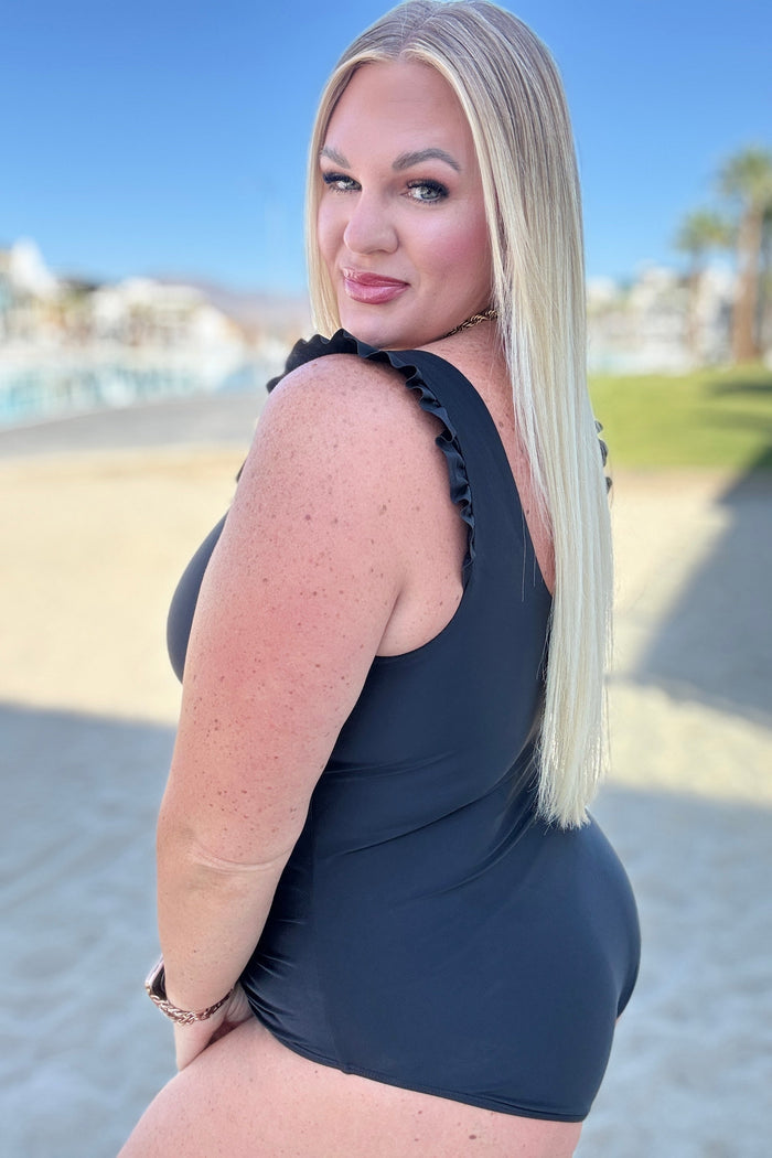 Maldives V-Neck Ruffle Detail Swimsuit One Piece Swimsuit Ave Shops- Tilden Co.