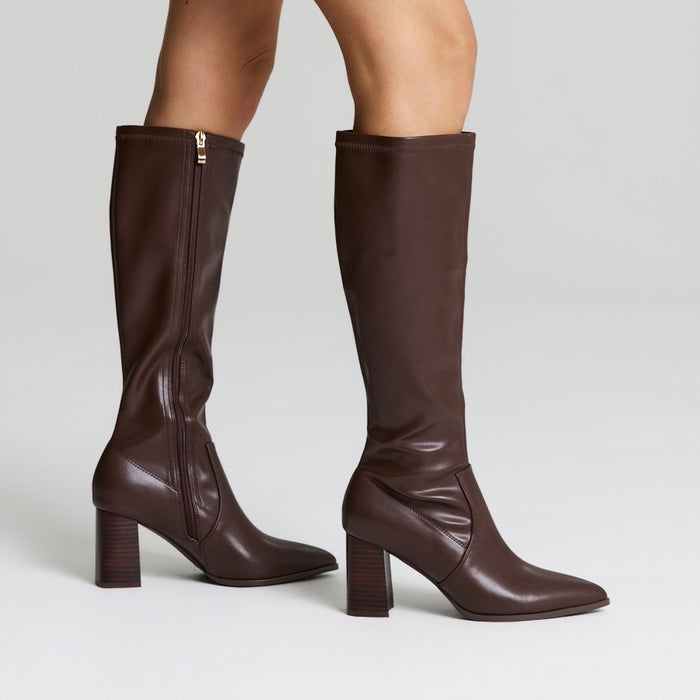 Marlo Knee High Boots - Chocolate Brown