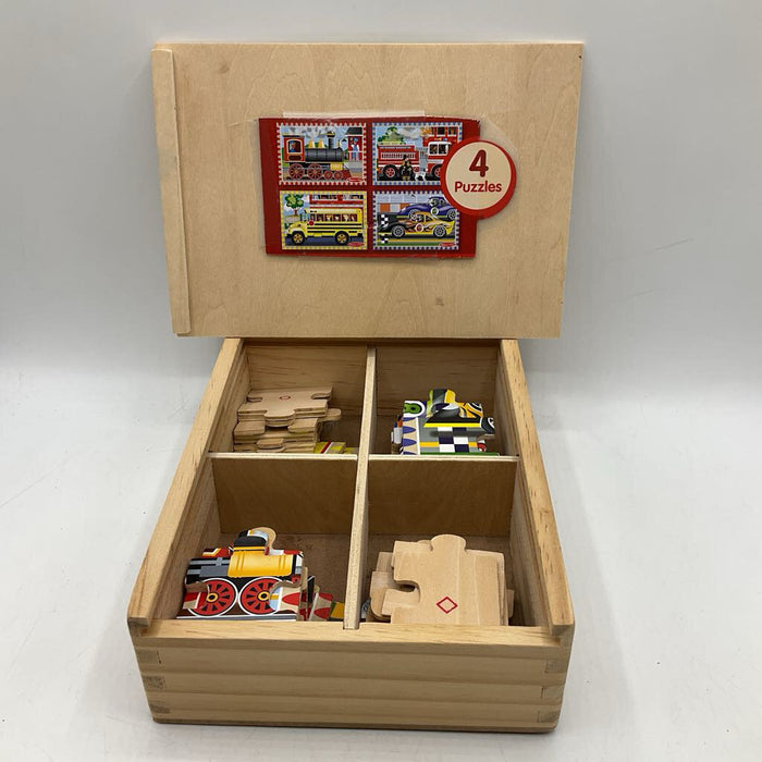 Melissa & Doug 4 Wooden Vehicles Jigsaw Puzzles in a Box