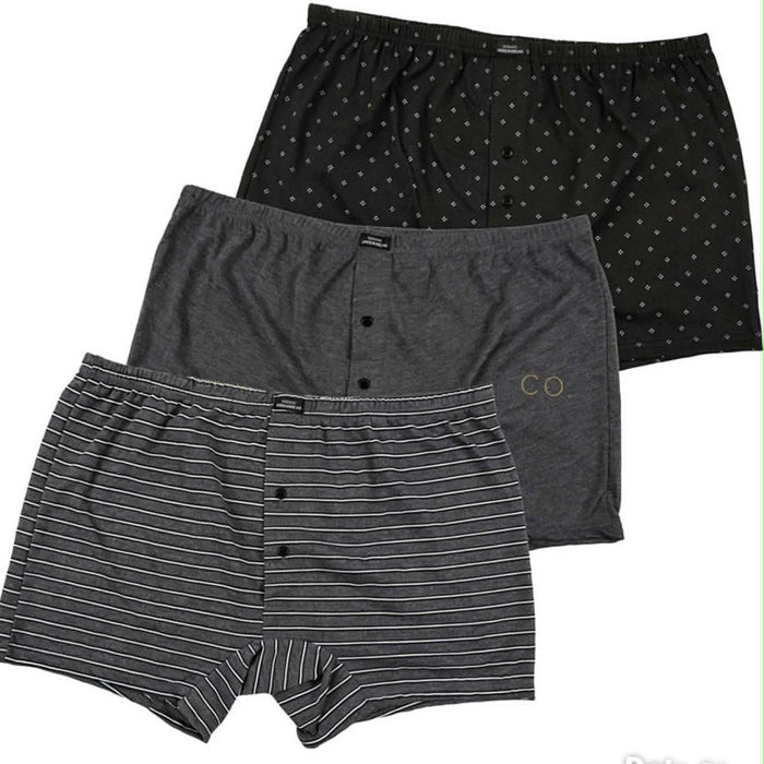 Men's 3pk Assorted Grey Printed Trunks by Tom Franks