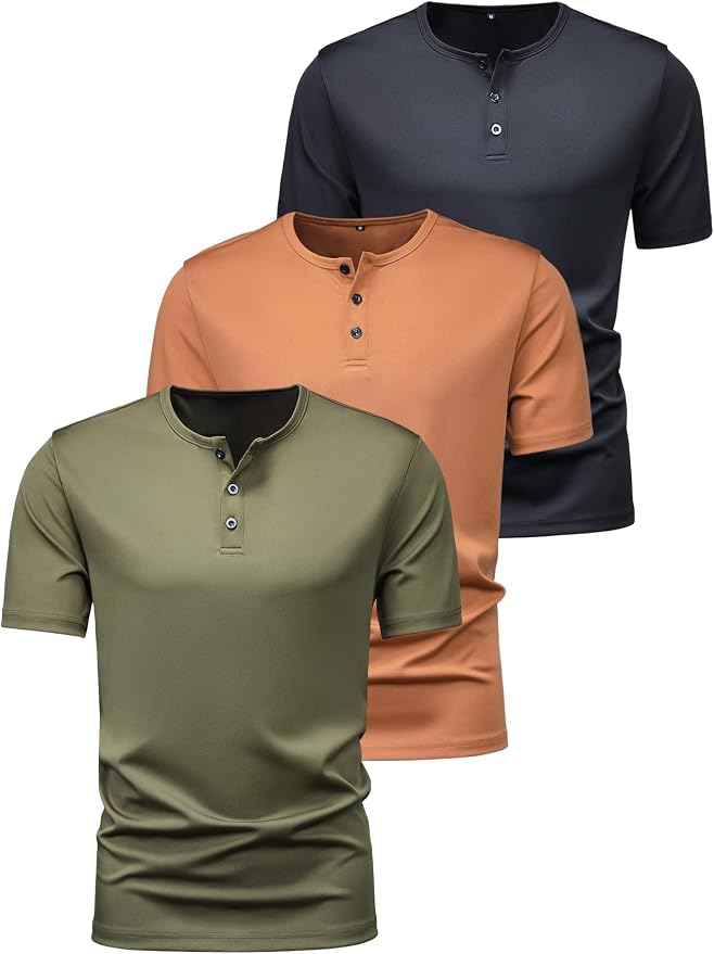 Mens Short-Sleeved Henley Shirt