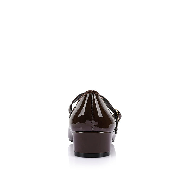 Micah Mary-Jane Block Heels - Chocolate Brown Patent