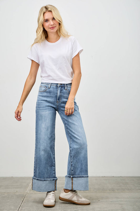 Mid Rise Cuffed Jeans Jeans SAIGE DENIM- Tilden Co.