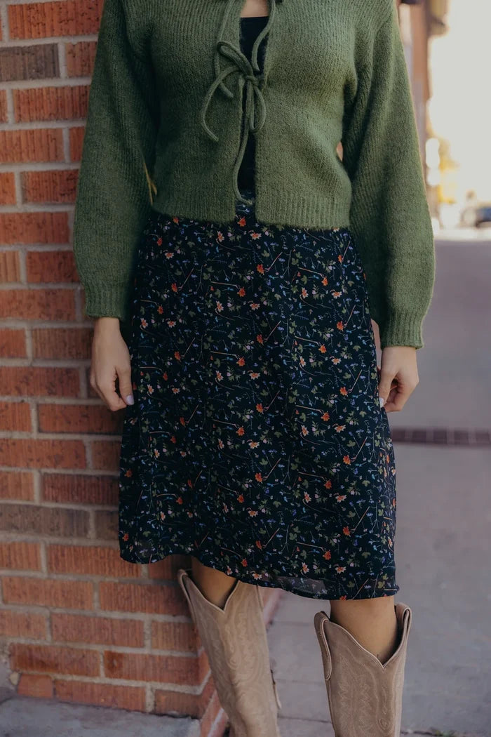 Midi Slip Skirt in Blackfern T-Shirt Mikarose- Tilden Co.