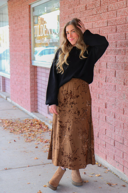 Midi Slip Skirt in Luxe Blossom Midi Skirt Mikarose- Tilden Co.