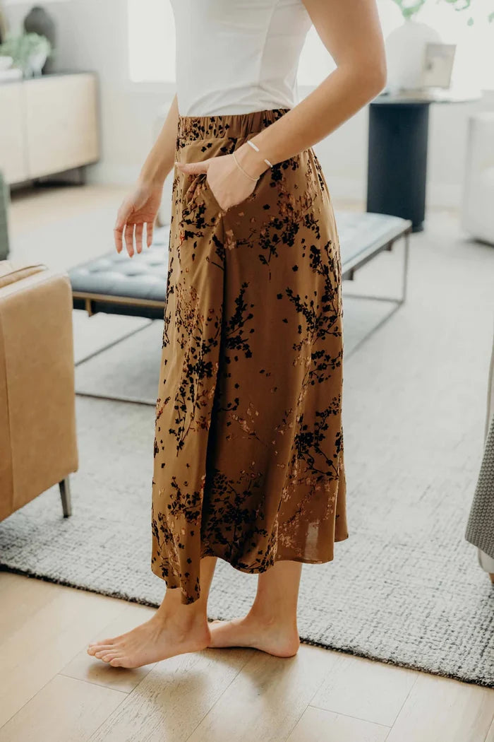Midi Slip Skirt in Luxe Blossom Midi Skirt Mikarose- Tilden Co.