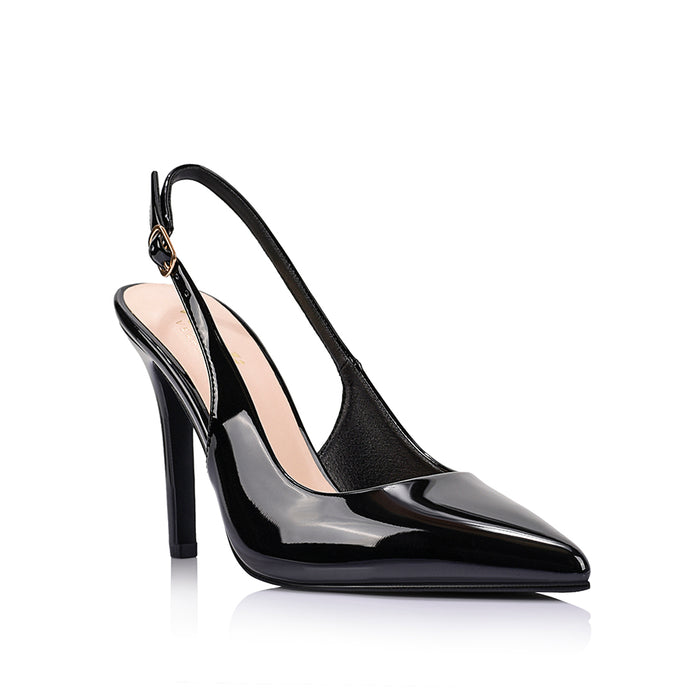 Miller Sling Back Stilettos - Black Patent