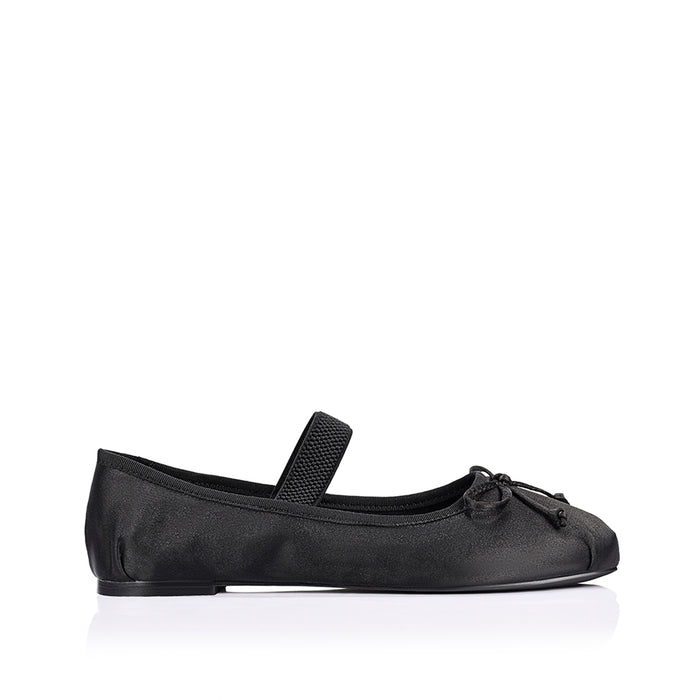 Milly Mary-Jane Flats - Black Satin