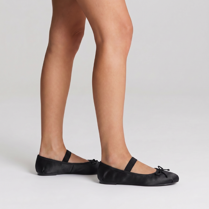 Milly Mary-Jane Flats - Black Satin