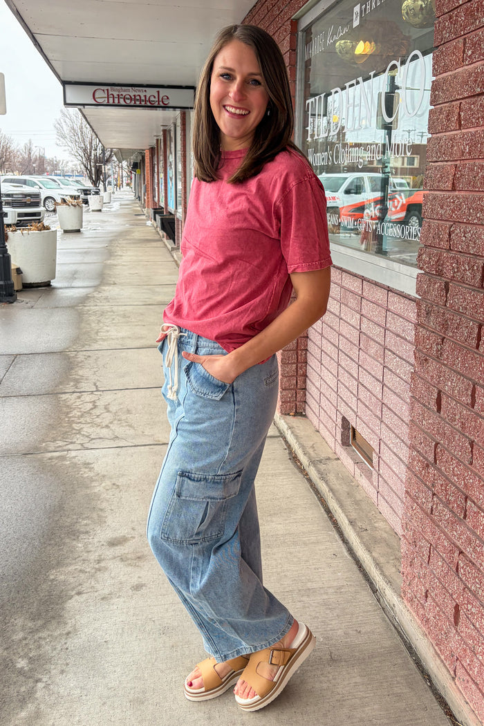 Mineral Washed Basic Tee T-Shirt OAT COLLECTIVE- Tilden Co.