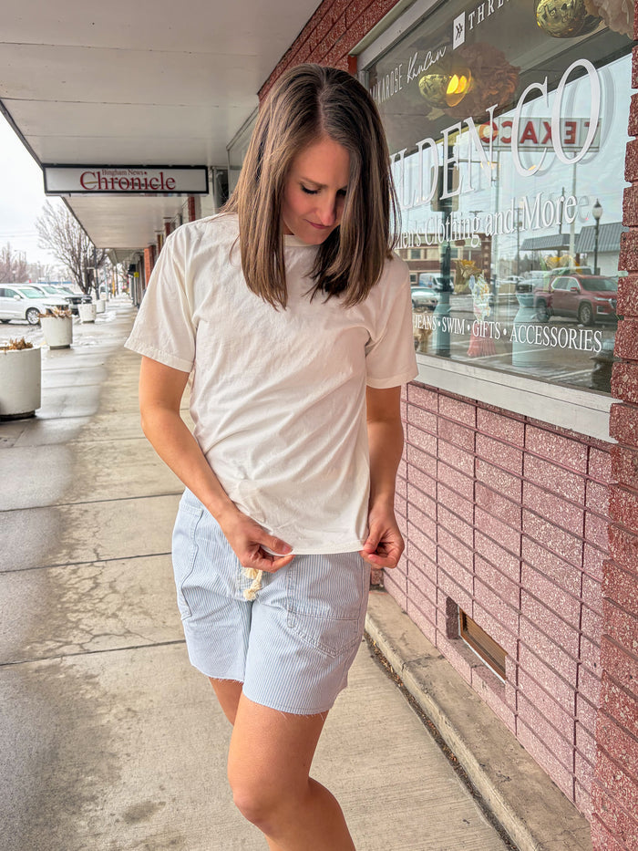 Mineral Washed Basic Tee Cream / Small Cream Small T-Shirt OAT COLLECTIVE- Tilden Co.