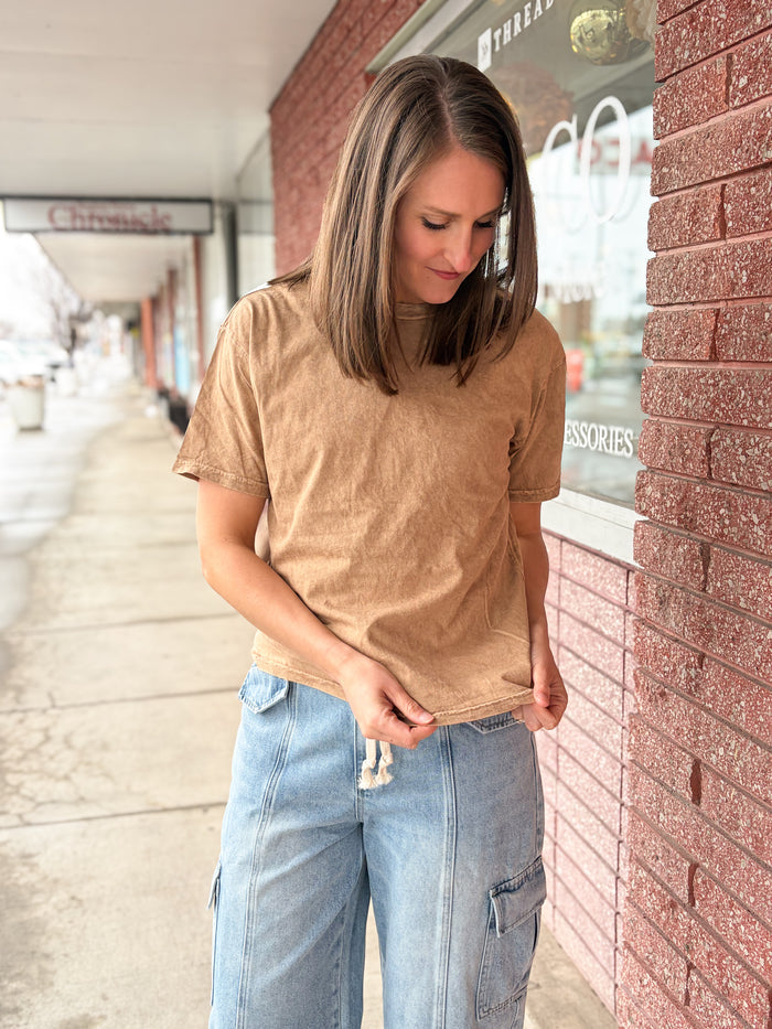Mineral Washed Basic Tee T-Shirt OAT COLLECTIVE- Tilden Co.