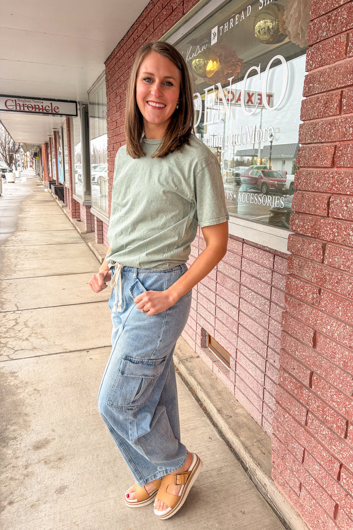 Mineral Washed Basic Tee T-Shirt OAT COLLECTIVE- Tilden Co.