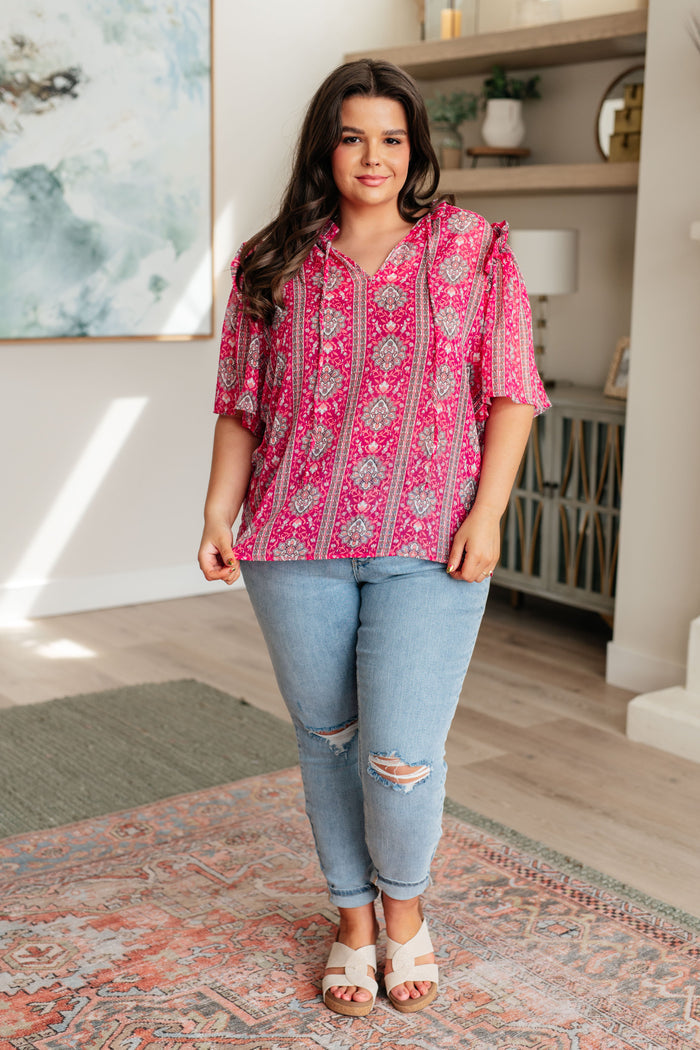Moments Like This V-Neck Bell Sleeve Blouse Blouse Ave Shops- Tilden Co.