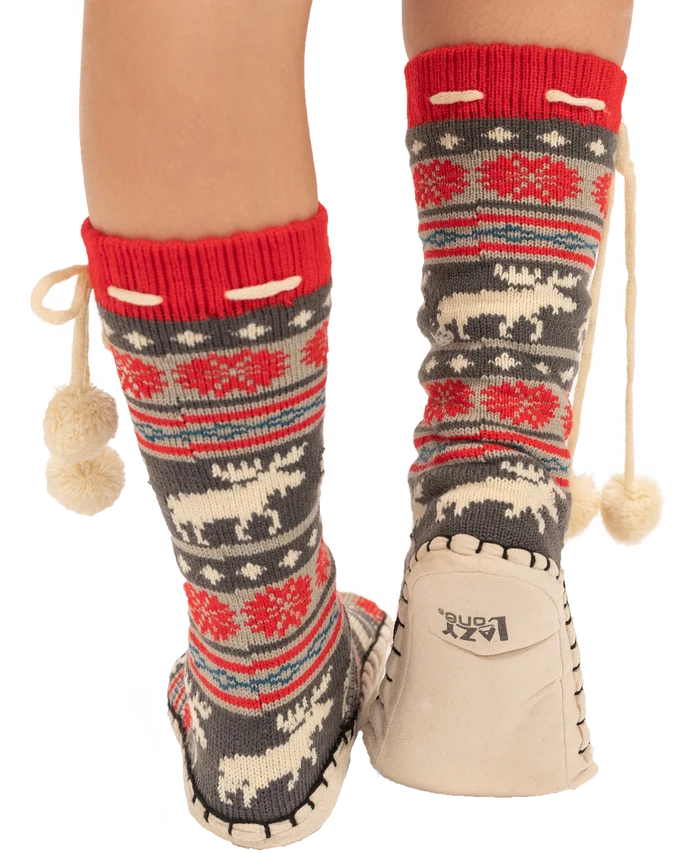 Moose Fair Isle Adult Mukluk Slipper slippers LazyOne- Tilden Co.
