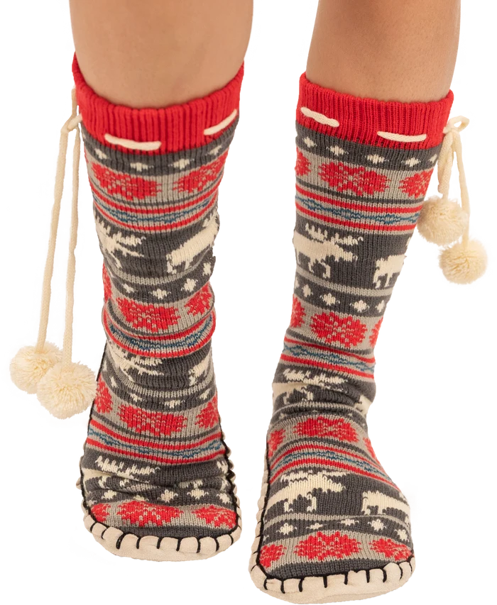 Moose Fair Isle Adult Mukluk Slipper slippers LazyOne- Tilden Co.