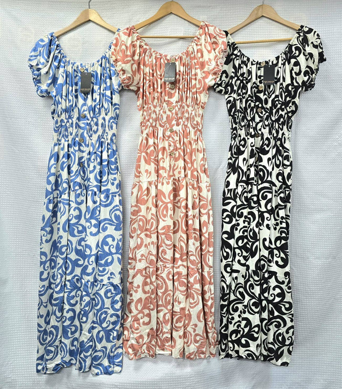 Mosaic Bardot Maxi Dress
