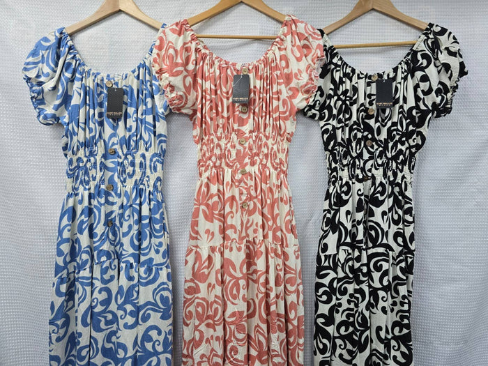 Mosaic Bardot Maxi Dress