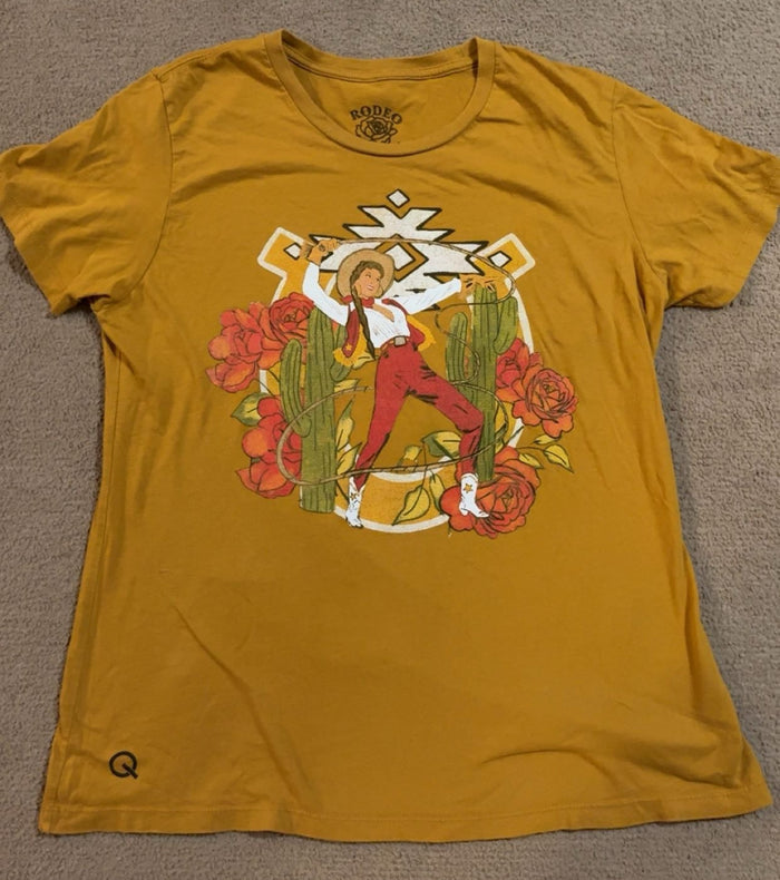 Mustard Yellow Rodeo Quincy Cowgirl X-Large T-Shirt
