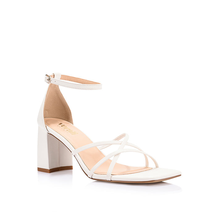 Nelly Block Heel Sandals - Chalk White