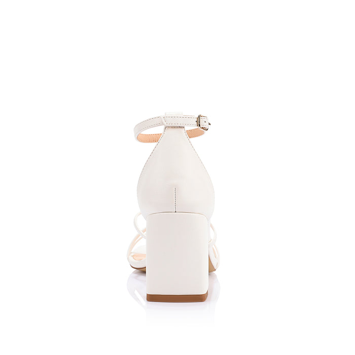 Nelly Block Heel Sandals - Chalk White