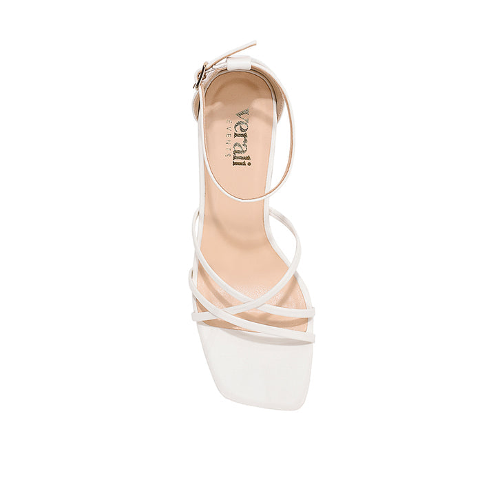 Nelly Block Heel Sandals - Chalk White
