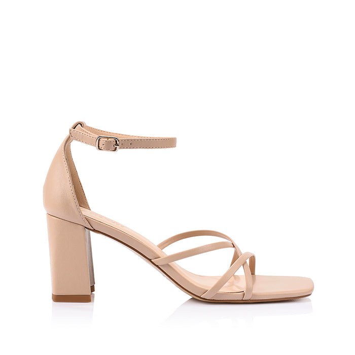 Nelly Block Heel Sandals - Nude
