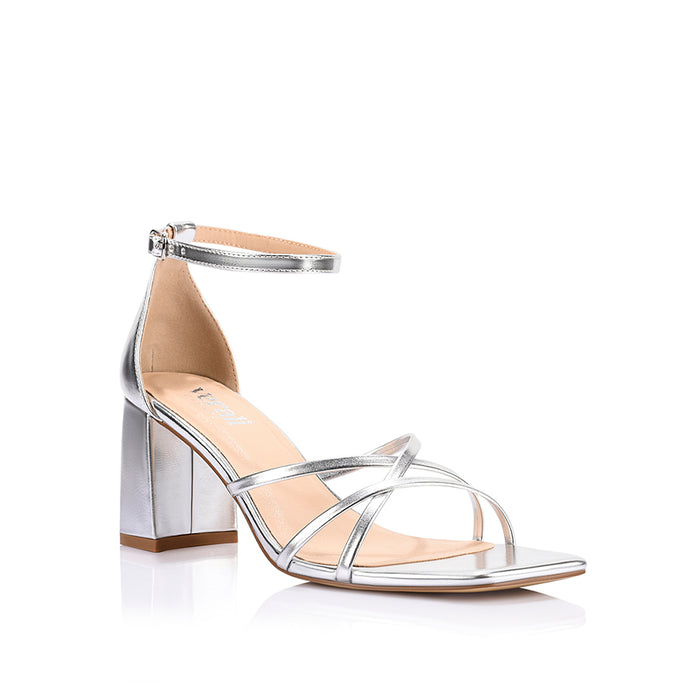Nelly Block Heel Sandals - Silver