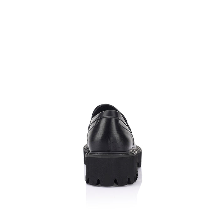 Women's chunky sole platform black loafer