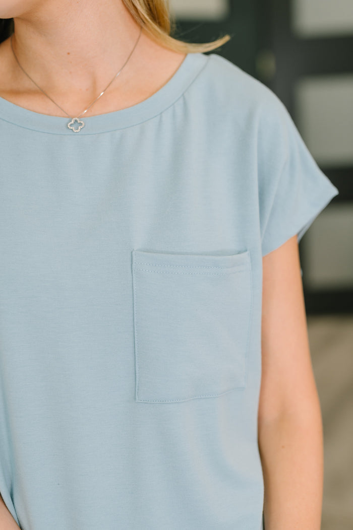 Not So Basic Pocket Tee in Blue T-Shirt Ave Shops- Tilden Co.