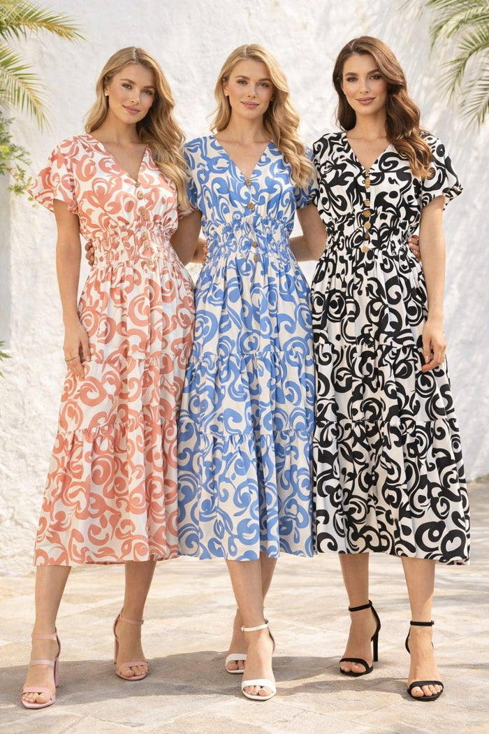 Paisley V Midi Dress