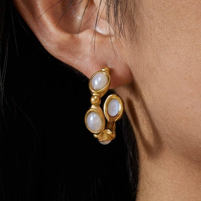 Pearl Bubble Hoop Earrings | 40E462 JOSSLYN by wall to wall- Tilden Co.