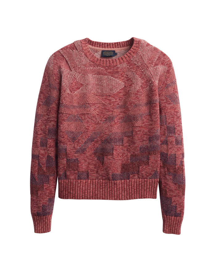 Pendleton Women's Cotton Raglan Sweater in Dark Rose Mix