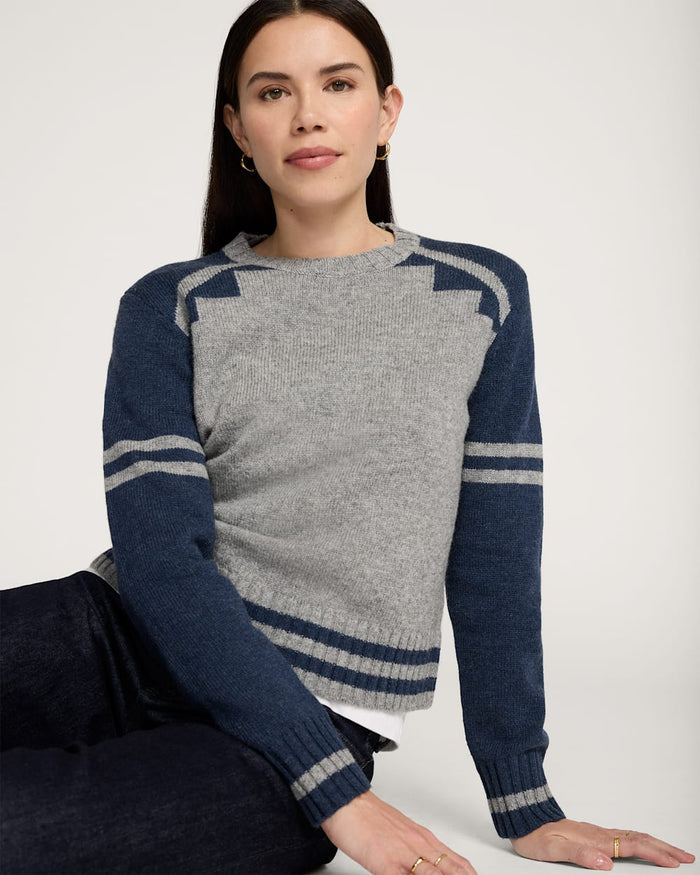 Pendleton Women's Graphic Shetland Crew Sweater in Grey Blue Heather