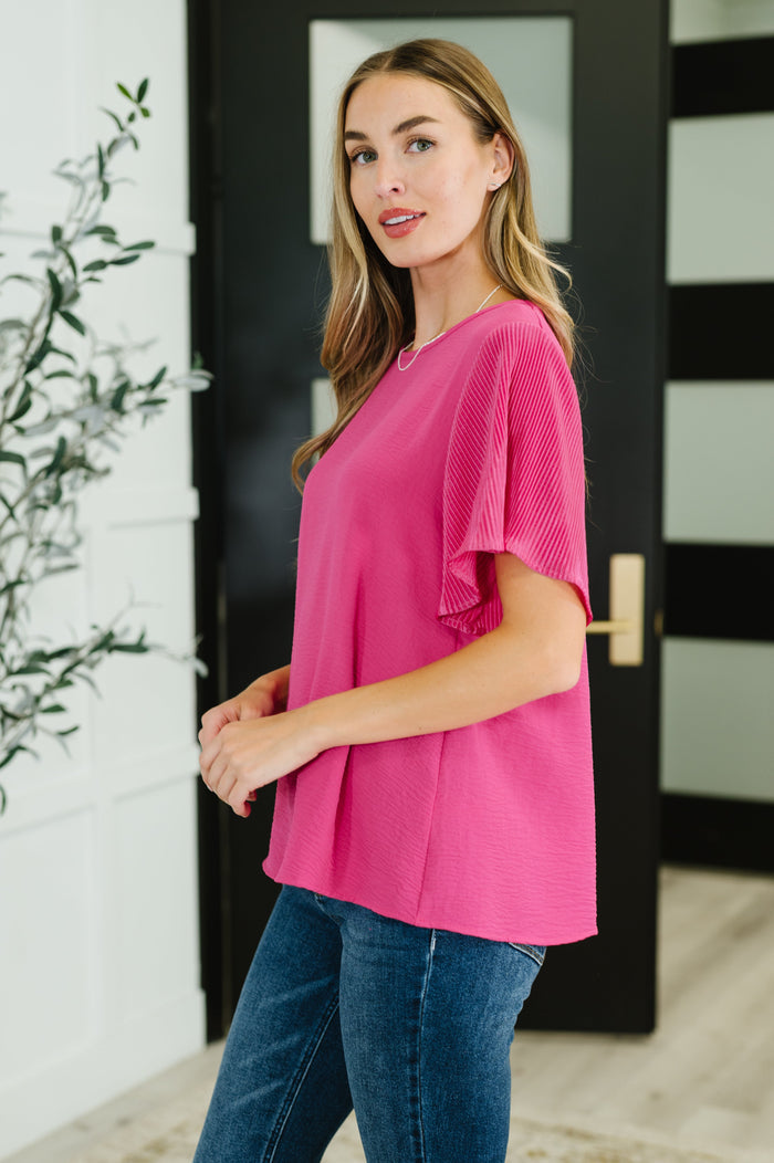 Pink and Perfect Ruffle Sleeve Top Blouse Ave Shops- Tilden Co.