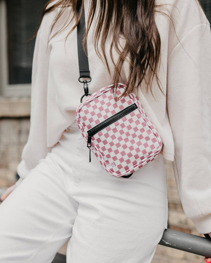 Pink Checkmate Crossbody Sling Crossbody Bag Brixley Bags- Tilden Co.
