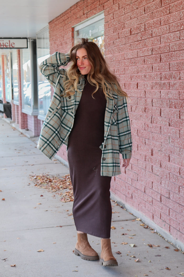 Plus Size - Plaid Button Down Shacket Shacket Active Basic | Active USA- Tilden Co.