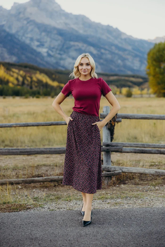 Pointelle Top in Berry Gloss Blouse Mikarose- Tilden Co.