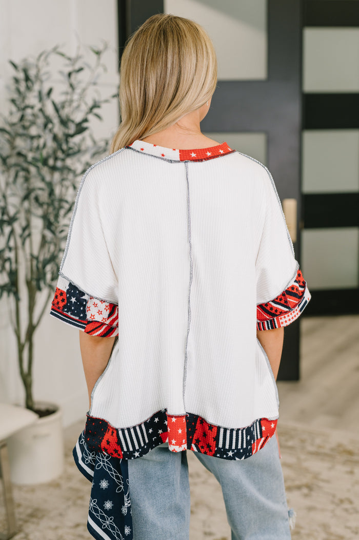 Pretty Prideful Patchwork Detail Top Womens Ave Shops- Tilden Co.