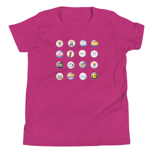 Pride Button Collection Youth Short Sleeve T-Shirt